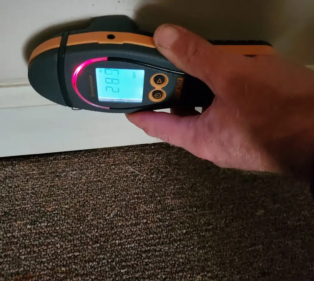 Moisture detection at baseboard during Mold Inspection & Testing in Scituate
